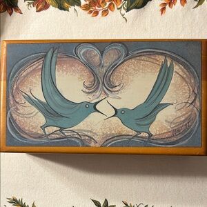 Vintage Lane Miniature Cedar Chest Moss Artistic Bird Design 1997